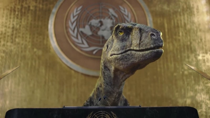 COP26 : un dinosaure exhorte les dirigeants mondiaux à s’attaquer au changement climatique